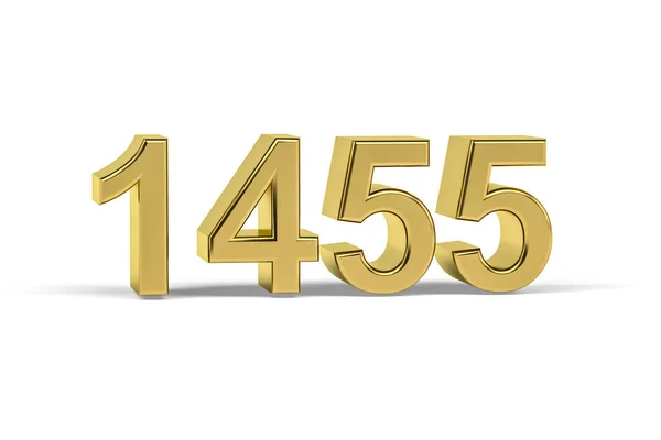 Golden Number 1455 Anno 1455 Isolato Sfondo Bianco Rendering — Foto Stock