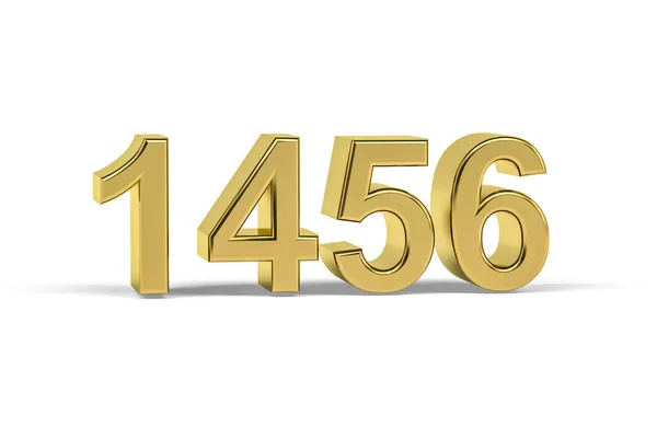Golden Number 1456 Year 1456 Isolated White Background Render — Stock Photo, Image