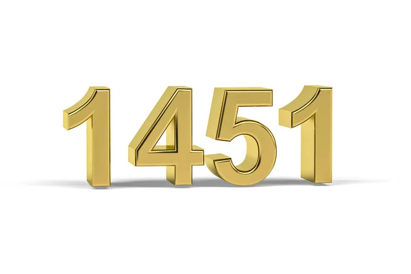 Golden Number 1451 Anno 1451 Isolato Sfondo Bianco Rendering — Foto Stock