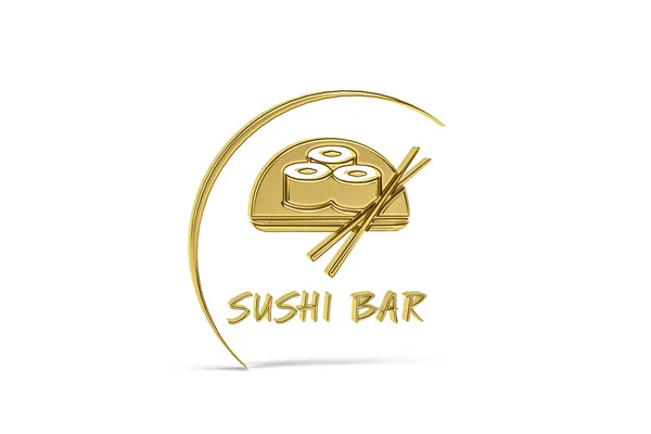 Golden Sushi Ikon Isolerad Vit Bakgrund Render — Stockfoto