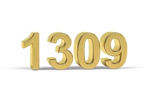 金色3D号1309 1309年白色背景隔离 3D渲染 — 图库照片