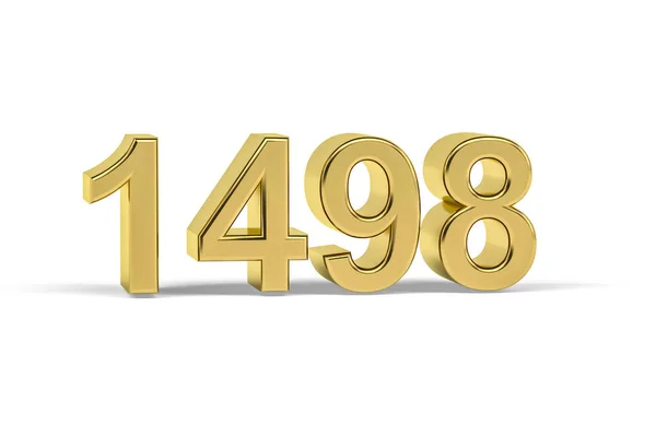 黄金の3D番号1498 白を背景に1498年 3Dレンダリング — ストック写真