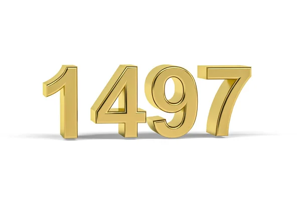 黄金の3D番号1497 白を背景に1497年 3Dレンダリング — ストック写真