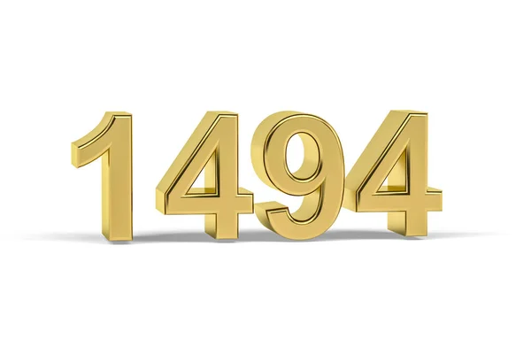 Golden Number 1494 Anno 1494 Isolato Sfondo Bianco Rendering — Foto Stock