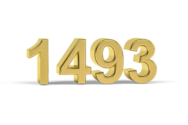 黄金の3D番号1493 白を背景に1493年 3Dレンダリング — ストック写真