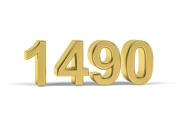 黄金の3D番号1490 白を背景に1490年 3Dレンダリング — ストック写真