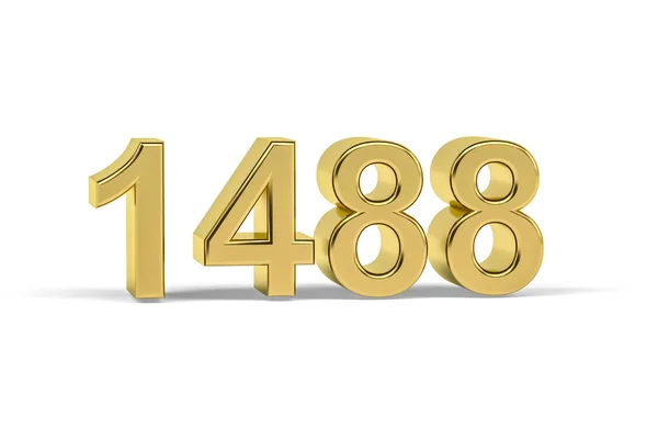 Golden Number 1488 Anno 1488 Isolato Sfondo Bianco Rendering — Foto Stock