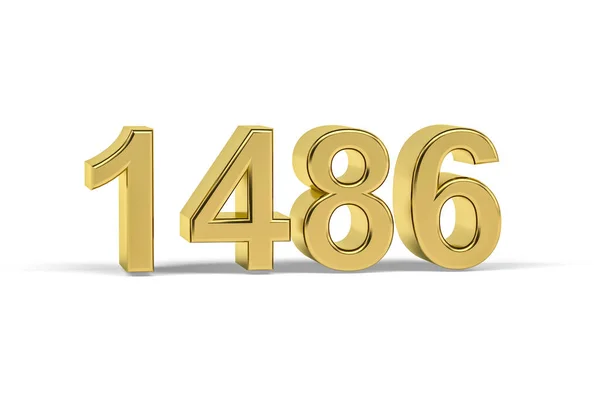 Golden Number 1486 Anno 1486 Isolato Sfondo Bianco Rendering — Foto Stock