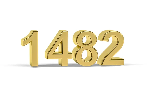 黄金の3D番号1482 白を背景に1482年 3Dレンダリング — ストック写真