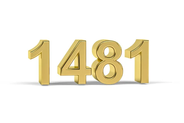 Golden Number 1481 Year 1481 Isolated White Background Render — Stock Photo, Image