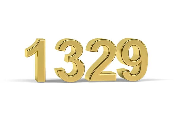 Número Dourado 1329 Ano 1329 Isolado Fundo Branco Renderização — Fotografia de Stock