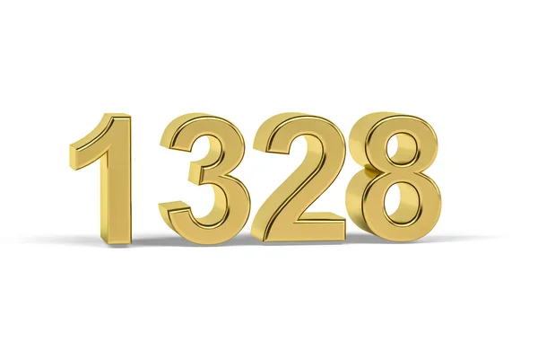 Golden Number 1328 Jaar 1328 Geïsoleerd Witte Achtergrond Render — Stockfoto