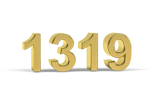 Número Dourado 1319 Ano 1319 Isolado Fundo Branco Renderização — Fotografia de Stock