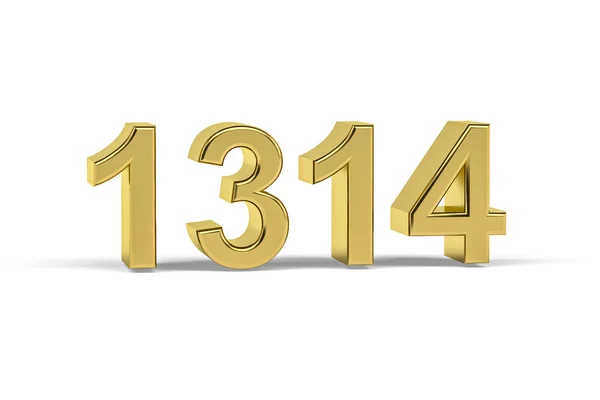 Número Dourado 1314 Ano 1314 Isolado Fundo Branco Renderização — Fotografia de Stock