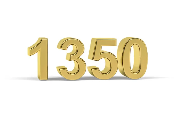 Golden Number 1350 Year 1350 Isolated White Background Render — Stock Photo, Image