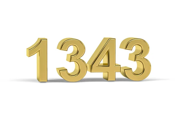 Gyllene Nummer 1343 1343 Isolerad Vit Bakgrund Render — Stockfoto