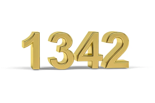 Gyllene Nummer 1342 1342 Isolerad Vit Bakgrund Render — Stockfoto
