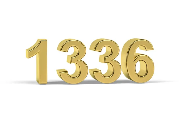 Número Dourado 1336 Ano 1336 Isolado Fundo Branco Renderização — Fotografia de Stock
