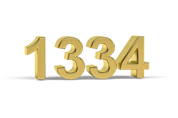 Golden Number 1334 Jaar 1334 Geïsoleerd Witte Achtergrond Render — Stockfoto