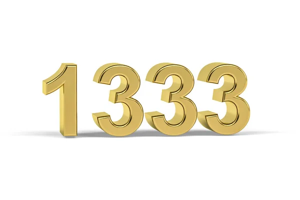 Golden Number 1333 Year 1333 Isolated White Background Rendering — 图库照片