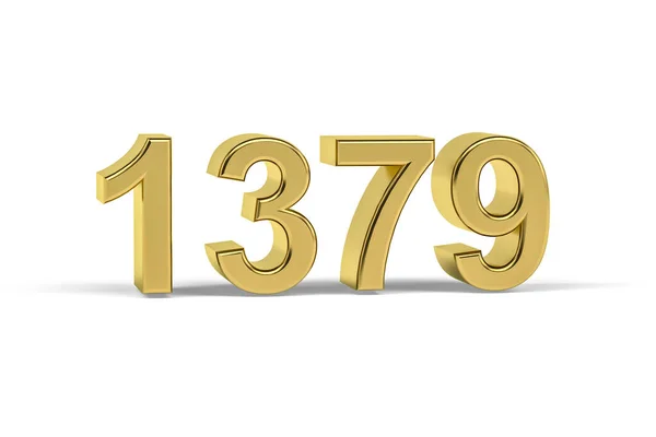 金色3D号1379年 1379年 白色背景分离 3D渲染 — 图库照片
