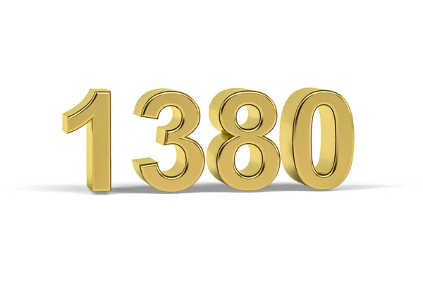 Altın Numara 1380 Yıl 1380 Beyaz Arka Planda Izole Oluşturma — Stok fotoğraf