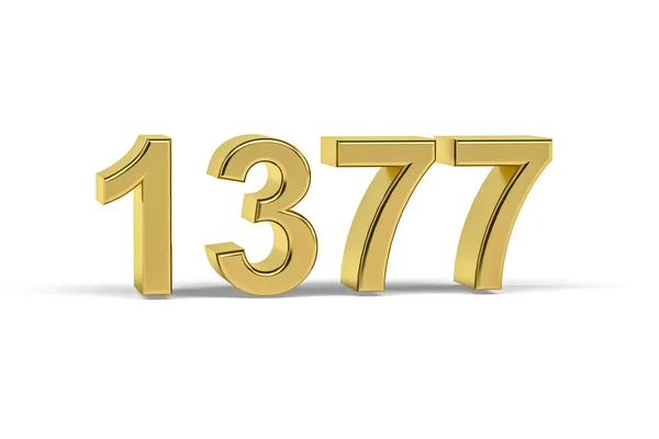Golden Número 1377 Ano 1377 Isolado Fundo Branco Renderização — Fotografia de Stock