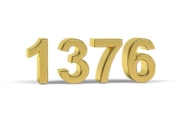 金色3D号1376年 在白色背景上分离的1376年 3D渲染 — 图库照片