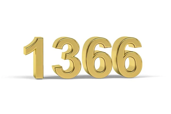 Gyllene Nummer 1366 1366 Isolerad Vit Bakgrund Render — Stockfoto