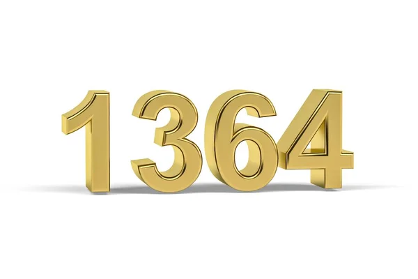 Golden Numero 1364 Anno 1364 Isolato Sfondo Bianco Rendering — Foto Stock