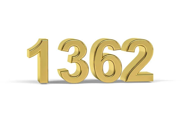 Золотое Трехмерное Число 1362 Год 1362 Изолирован Белом Фоне Трехмерное — стоковое фото