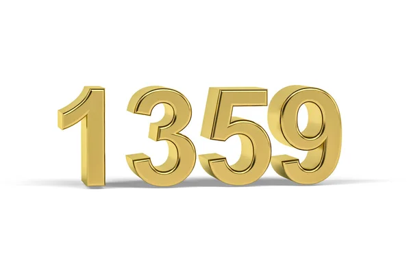 黄金の3D番号1359 白地に隔離された1359年 3Dレンダリング — ストック写真