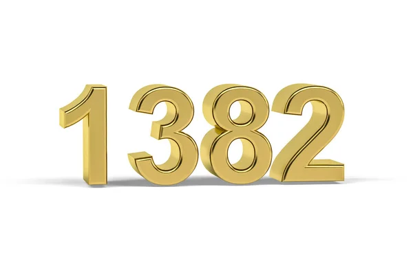 金色3D号1382 1382年在白色背景上分离 3D渲染 — 图库照片