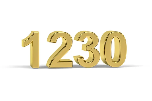 Golden Number 1230 Jaar 1230 Geïsoleerd Witte Achtergrond Render — Stockfoto