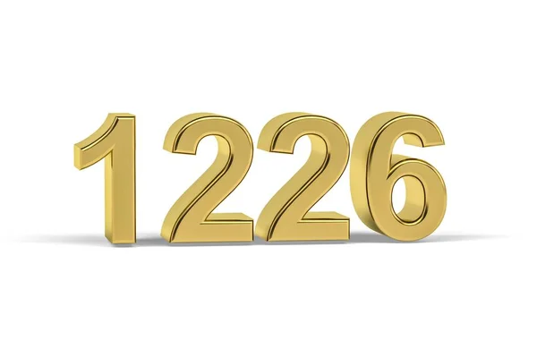 Goldene Zahl 1226 Jahreszahl 1226 Isoliert Auf Weißem Hintergrund Renderer — Stockfoto