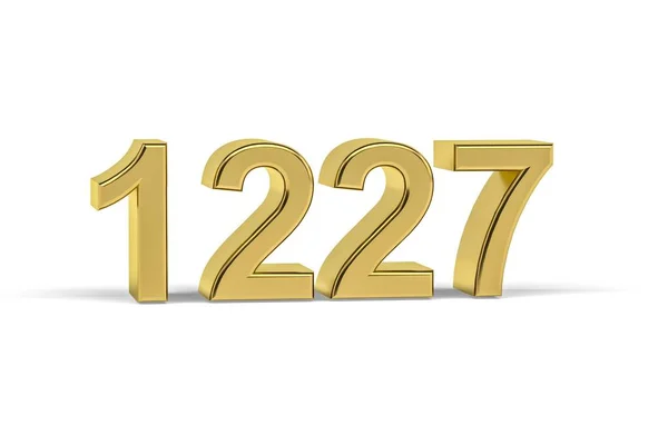 Golden Number 1227 Jaar 1227 Geïsoleerd Witte Achtergrond Render — Stockfoto