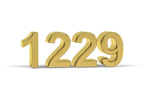 Goldene Zahl 1229 Jahreszahl 1229 Isoliert Auf Weißem Hintergrund Renderer — Stockfoto