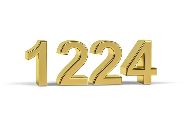 Goldene Zahl 1224 Jahreszahl 1224 Isoliert Auf Weißem Hintergrund Renderer — Stockfoto