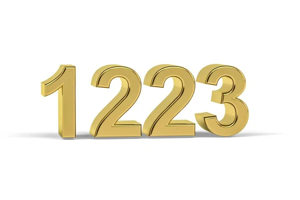 Golden Nummer 1223 1223 Isolerad Vit Bakgrund Render — Stockfoto