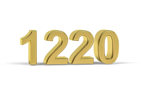 Golden Number 1220 Year 1220 Isolated White Background Render — Stock Photo, Image