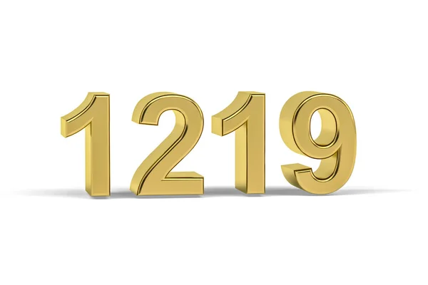 Goldene Zahl 1219 Jahreszahl 1219 Isoliert Auf Weißem Hintergrund Renderer — Stockfoto