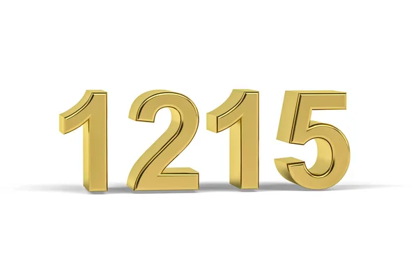 Golden Number 1215 Jaar 1215 Geïsoleerd Witte Achtergrond Render — Stockfoto