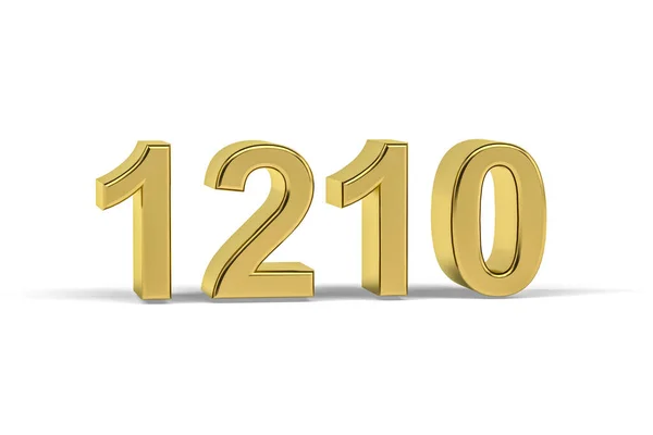 Número Dourado 1210 Ano 1210 Isolado Fundo Branco Renderização — Fotografia de Stock