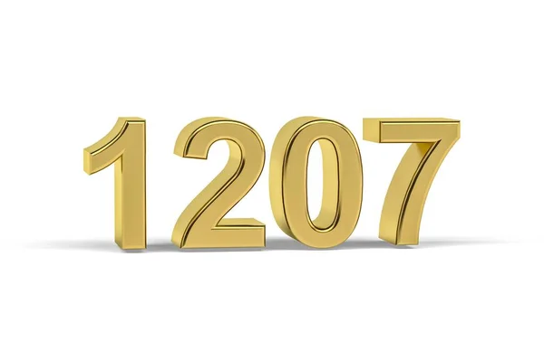 Golden Number 1207 Year 1207 Isolated White Background Render — Stock Photo, Image