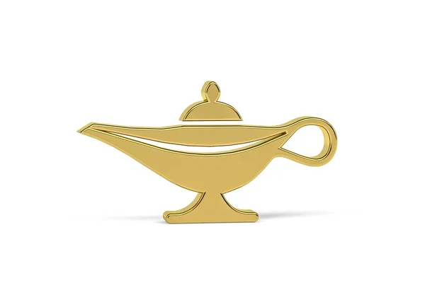 Золотая Трехмерная Иконка Aladdin Lamp Выделенная Белом Фоне Трехмерная Рендеринг — стоковое фото