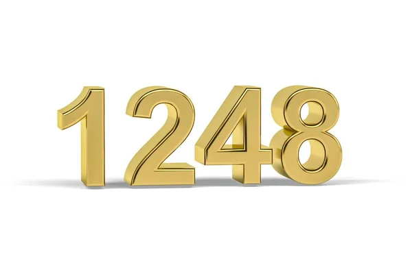 Número Dourado 1248 Ano 1248 Isolado Fundo Branco Renderização — Fotografia de Stock
