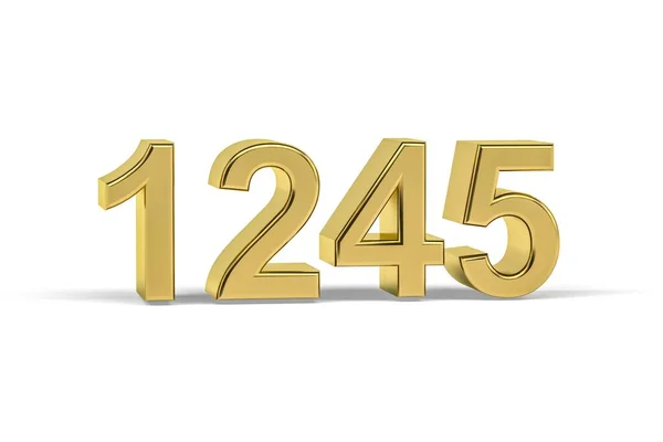 Golden Number 1245 Jaar 1245 Geïsoleerd Witte Achtergrond Render — Stockfoto