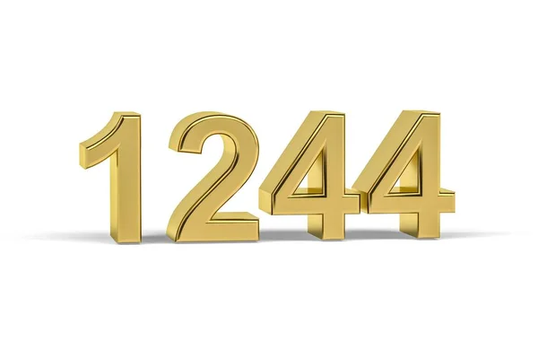 Golden Number 1244 Year 1244 Isolated White Background Render — Stock Photo, Image