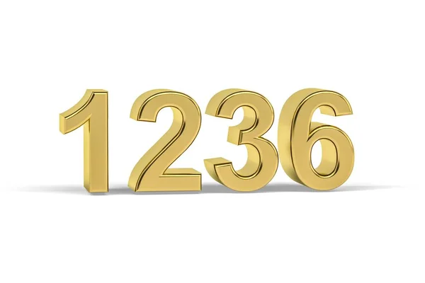 Golden Number 1236 Year 1236 Isolated White Background Render — Stock Photo, Image