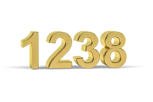 Zlaté Číslo 1238 Rok 1238 Izolované Bílém Pozadí Vykreslení — Stock fotografie